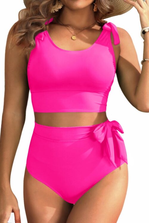 Two Piece High Waisted Swimsuits - Women Tummy Control Bikini Modest Bathing Suit 2PC