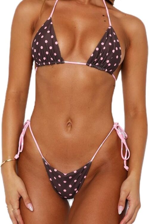 Women Sexy Brazilian Bikini Set Halter String Triangle Tie Side Cheeky Thong 2 Piece Bathing Suit Swimwear