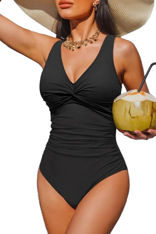 Women Tummy Control One Piece Swimsuit - Push Up Bathing Suit Full Coverage Slimming Swimwear