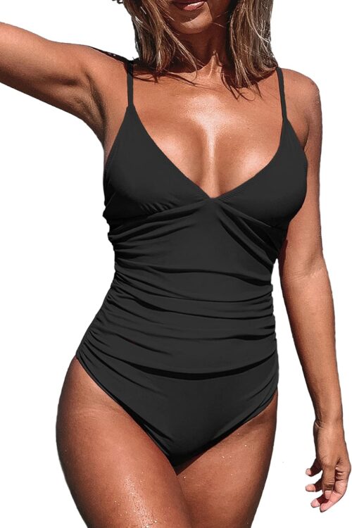 Women's One Piece Swimsuit Tummy Control V Neck Bathing Suits